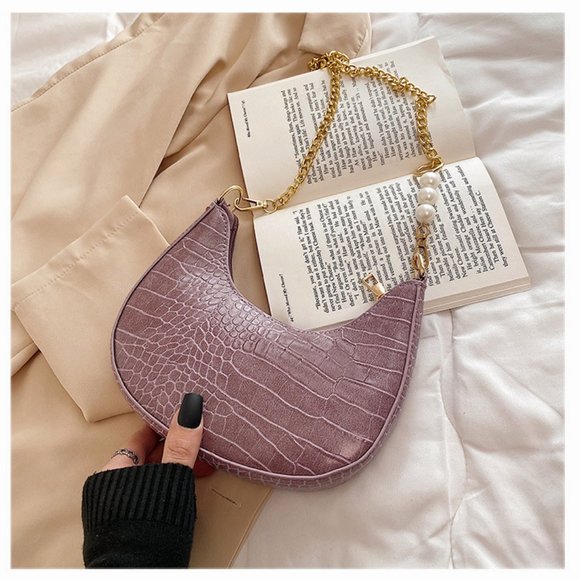 Crocodile retro armpit bag, ins chain, cross-body bag, Crescent bag - Picture 2 of 2